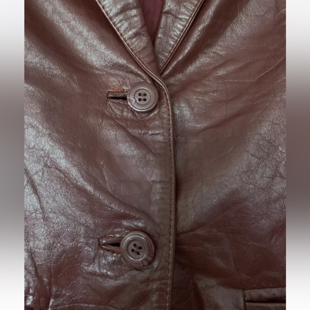Bonaventura Women's Burgundy Leather Blazer Jacket - Picture 2 of 16